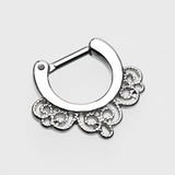 Detail View 2 of Florid Filigree Septum Clicker-Steel