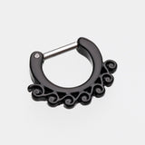 Detail View 2 of Colorline Tidal Wave Filigree Septum Clicker-Black
