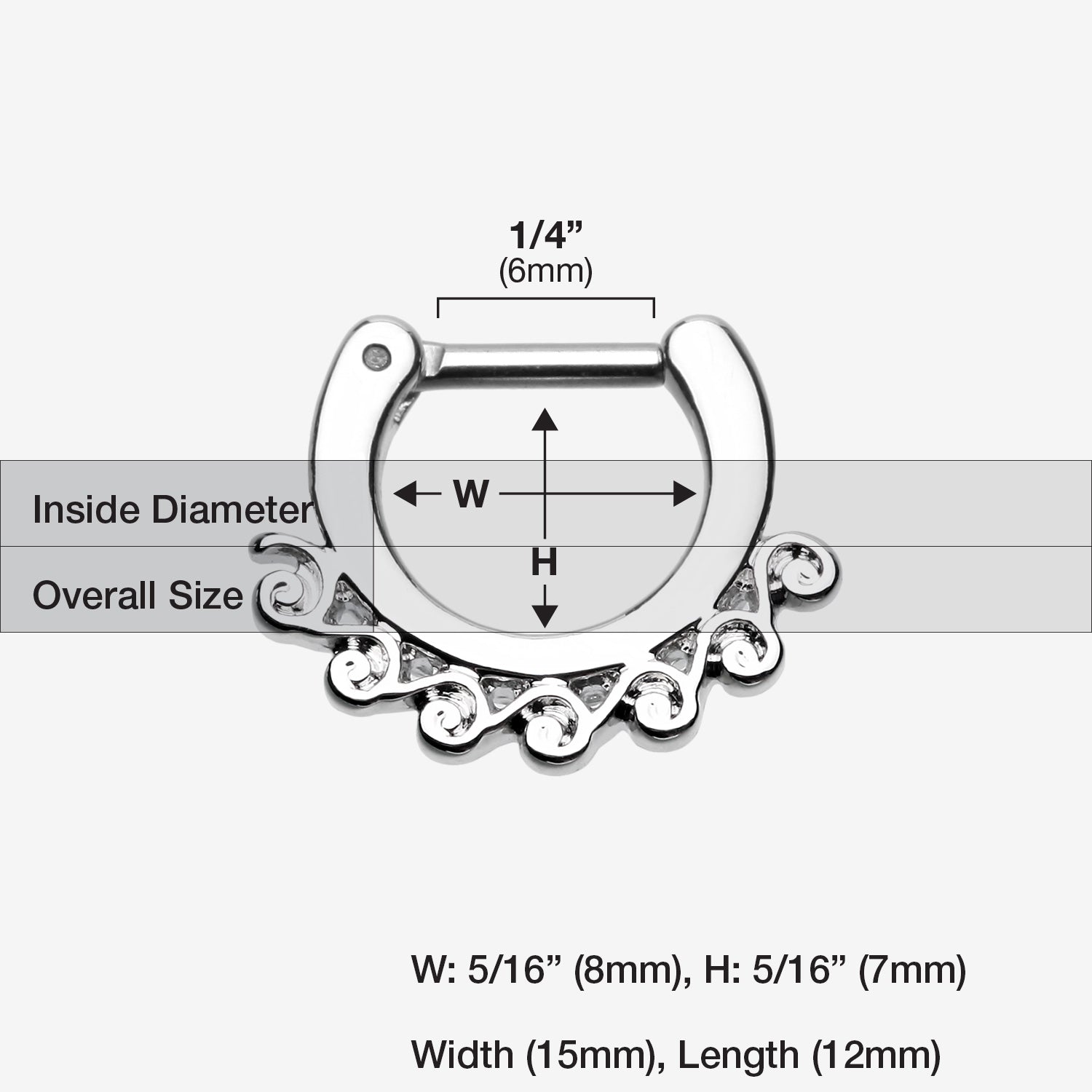 Detail View 1 of Tidal Wave Filigree Septum Clicker-Steel