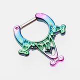Detail View 2 of Colorline Amarhus Tribal Filigree Septum Clicker-Rainbow