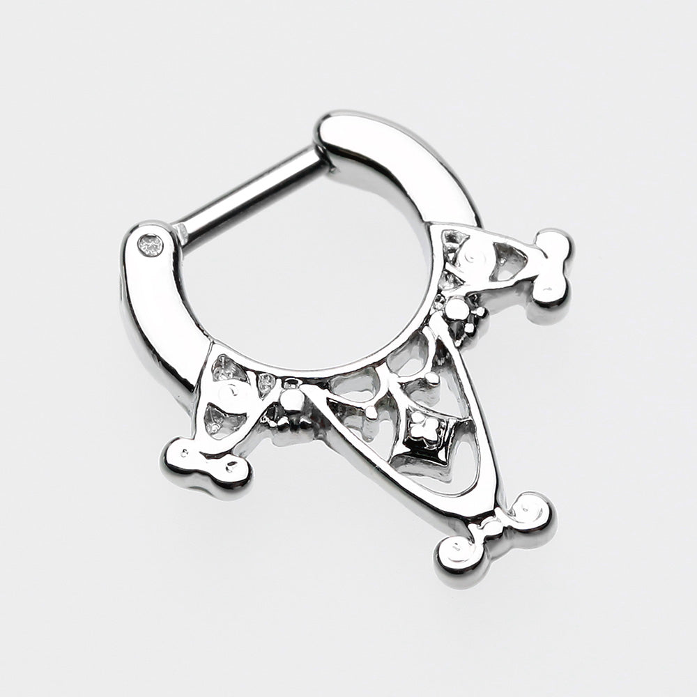 Detail View 2 of Amarhus Tribal Filigree Septum Clicker-Steel