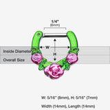 Detail View 1 of Colorline Rose Garden Icon Septum Clicker-Green/Pink