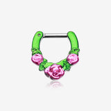 Colorline Rose Garden Icon Septum Clicker-Green/Pink