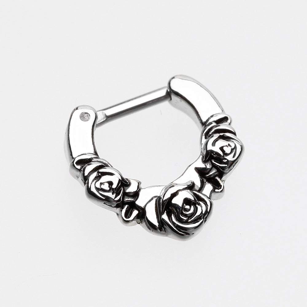 Detail View 2 of Rose Garden Icon Septum Clicker-Steel