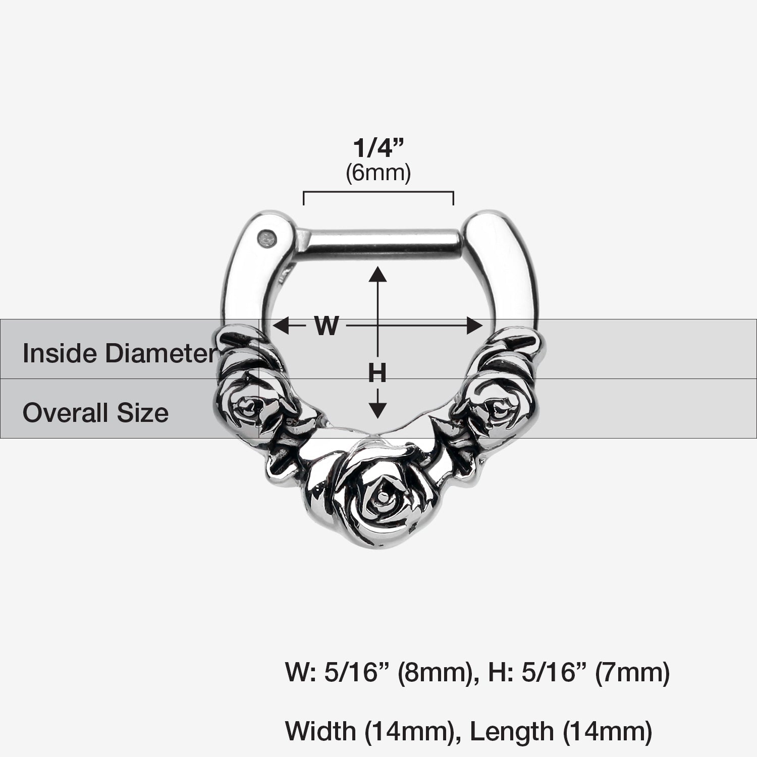 Detail View 1 of Rose Garden Icon Septum Clicker-Steel
