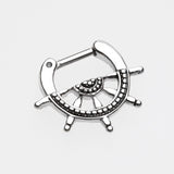 Detail View 2 of Classic Nautical Wheel Septum Clicker-Steel