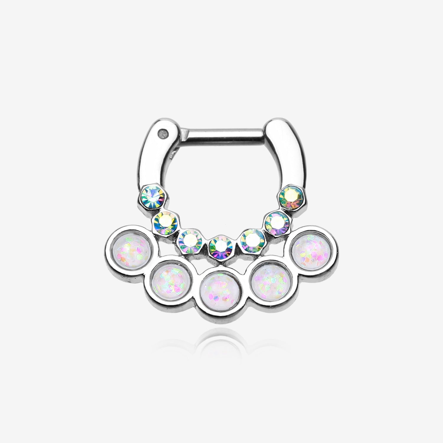 Opal Aureole Gemina Septum Clicker-Aurora Borealis/White