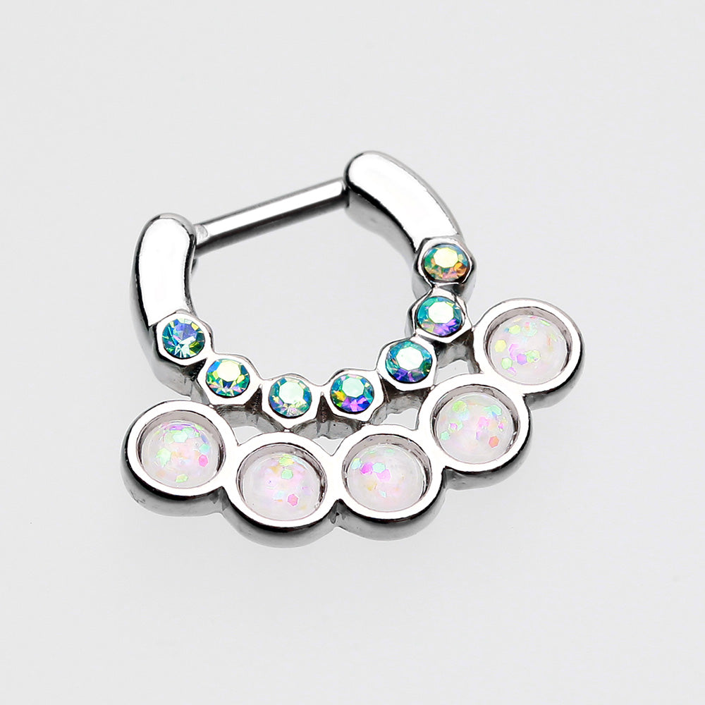 Detail View 2 of Opal Aureole Gemina Septum Clicker-Aurora Borealis/White