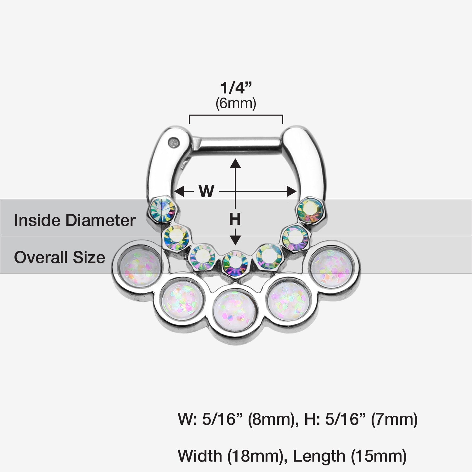 Detail View 1 of Opal Aureole Gemina Septum Clicker-Aurora Borealis/White