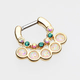 Detail View 2 of Golden Opal Aureole Gemina Septum Clicker-Aurora Borealis/White