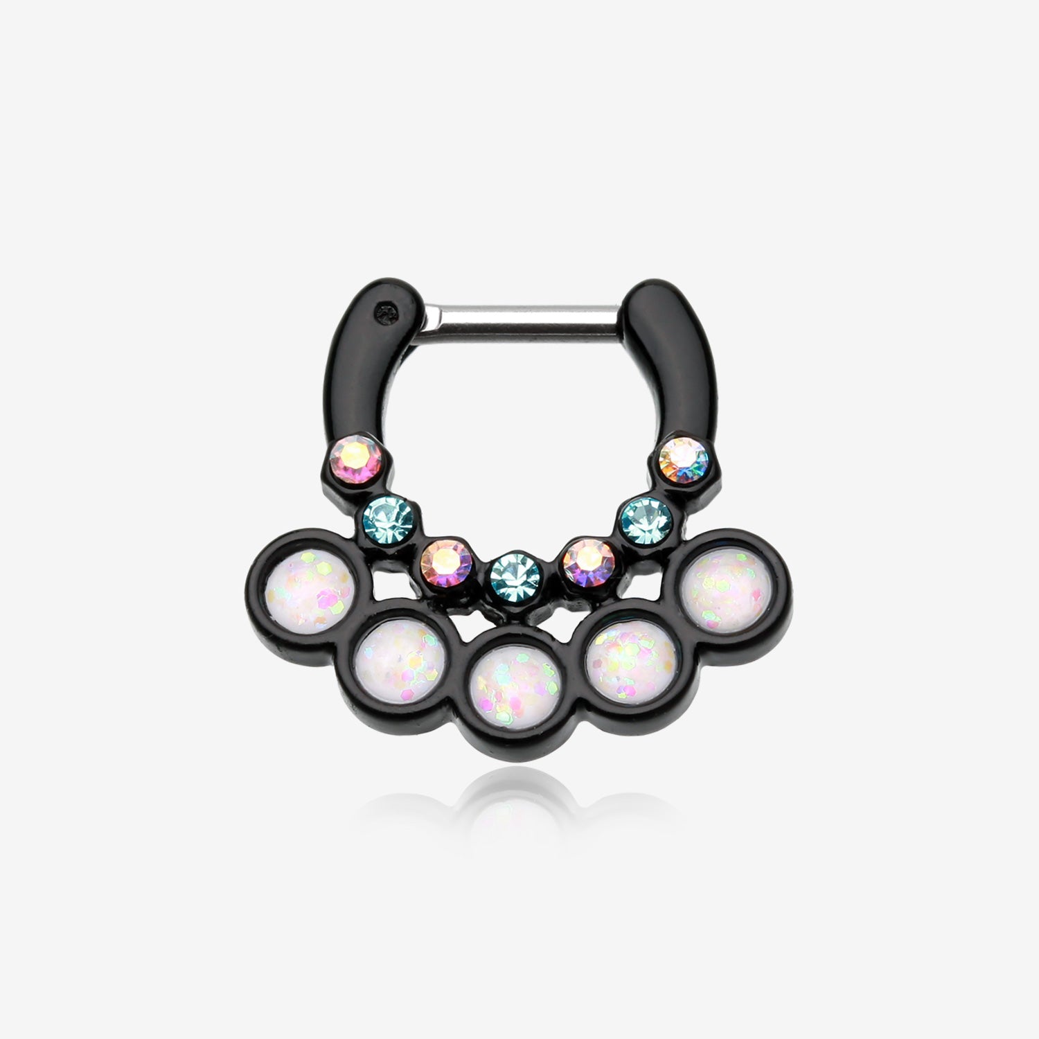 Colorline Opal Aureole Gemina Septum Clicker-Black/Aurora Borealis/White