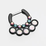 Detail View 2 of Colorline Opal Aureole Gemina Septum Clicker-Black/Aurora Borealis/White