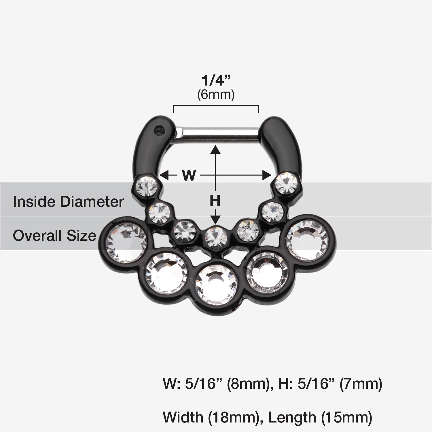 Colorline Aureole Gemina Sparkle Septum Clicker-Black/Clear