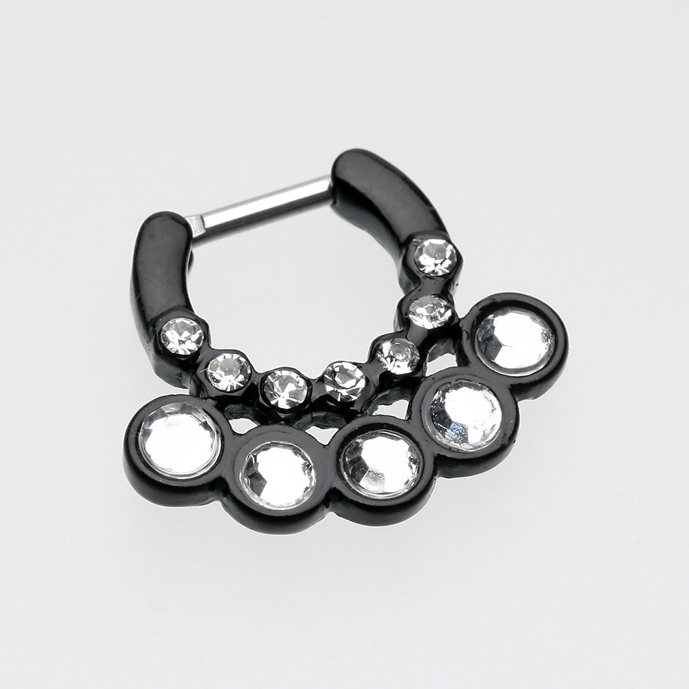 Colorline Aureole Gemina Sparkle Septum Clicker-Black/Clear