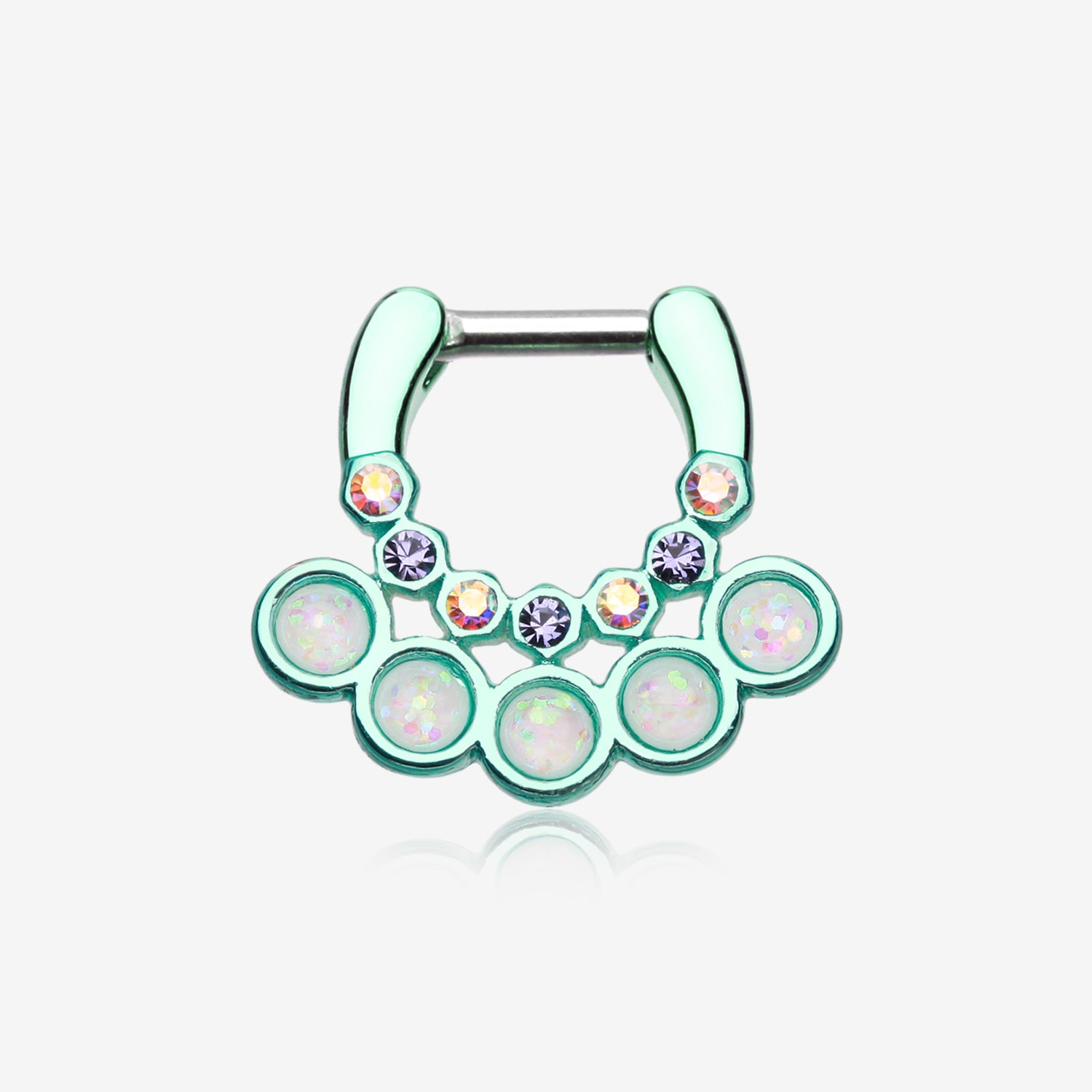 Colorline Opal Aureole Gemina Septum Clicker-Teal/Aurora Borealis/White