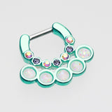 Detail View 2 of Colorline Opal Aureole Gemina Septum Clicker-Teal/Aurora Borealis/White