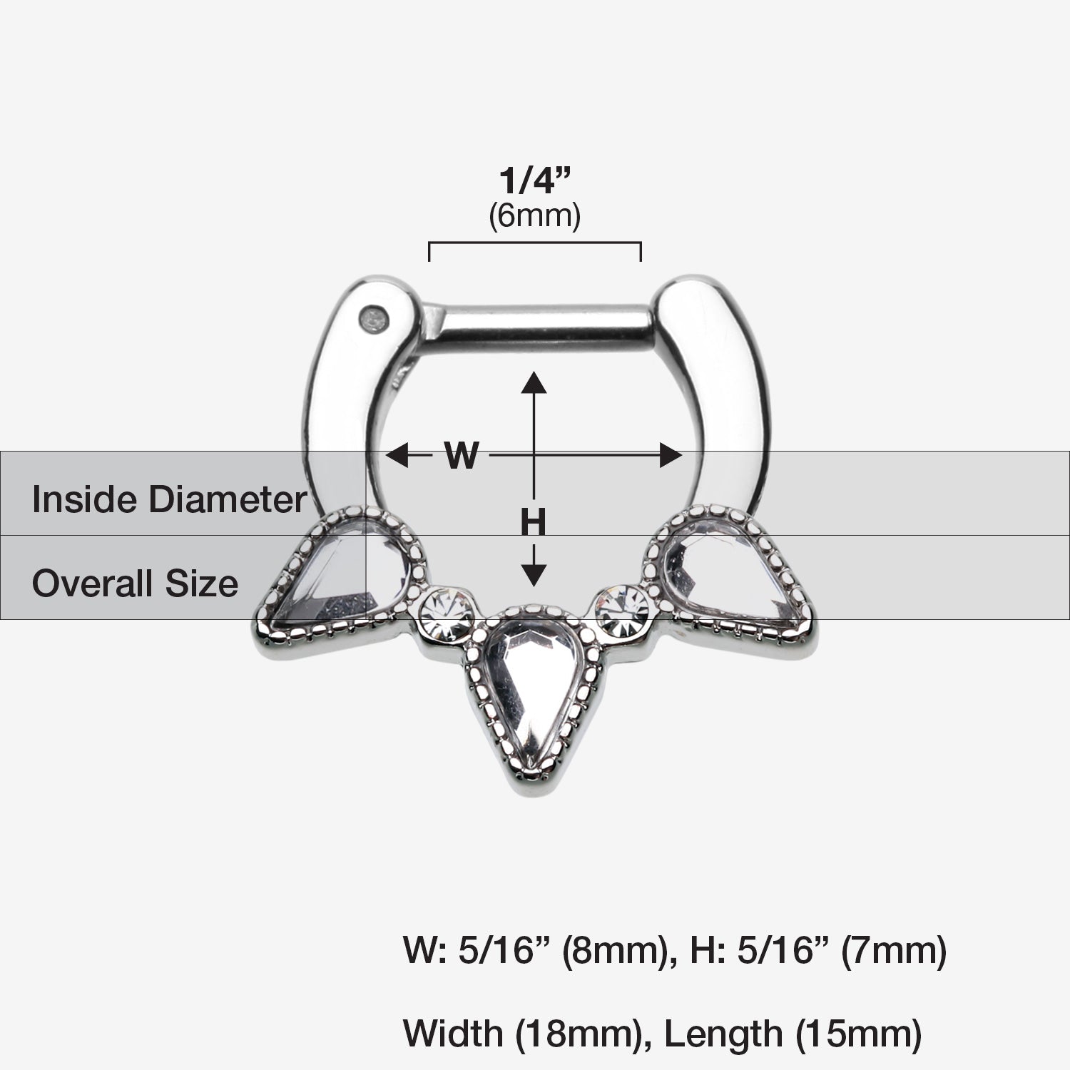 Sparkle Trident Septum Clicker-Clear