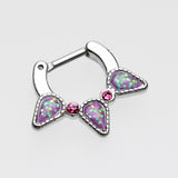 Detail View 2 of Opal Sparkle Trident Septum Clicker-Purple