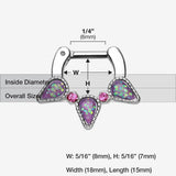 Detail View 1 of Opal Sparkle Trident Septum Clicker-Purple