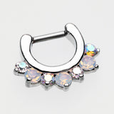 Detail View 2 of Opalite Sparkle Deuce Septum Clicker Ring-Aurora Borealis/White