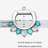 Detail View 1 of Opal Sparkle Deuce Septum Clicker Ring-Teal/White