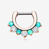 Rose Gold Opal Sparkle Deuce Septum Clicker Ring