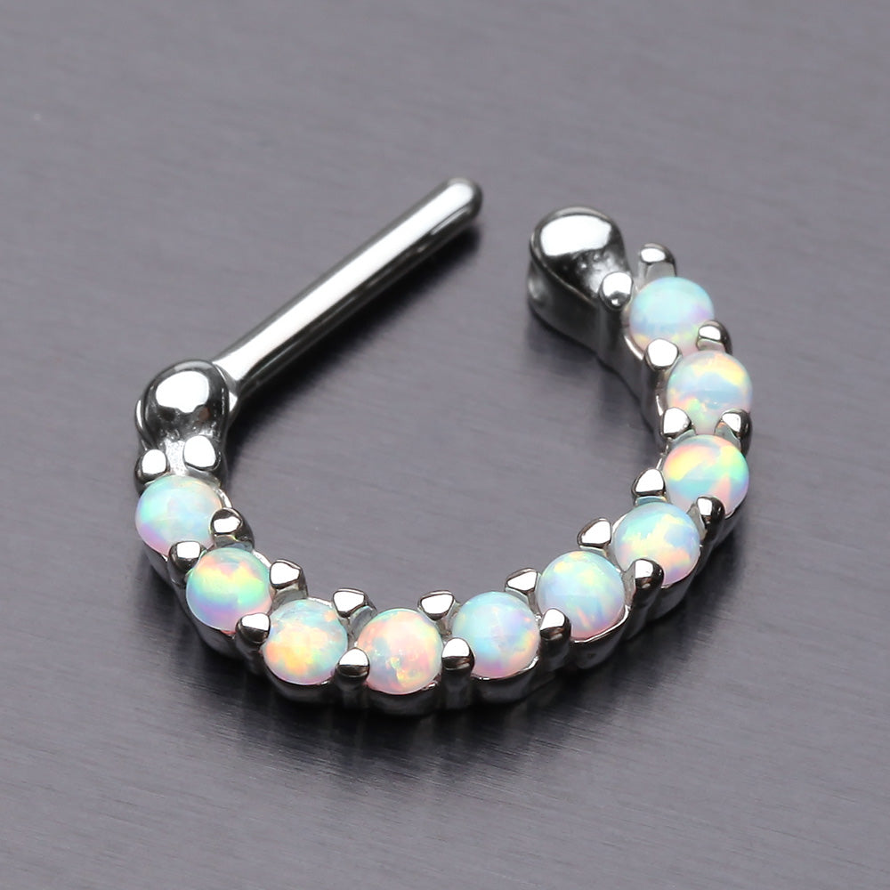 Detail View 3 of Fire Opal Princess Precia Steel Septum Clicker-White