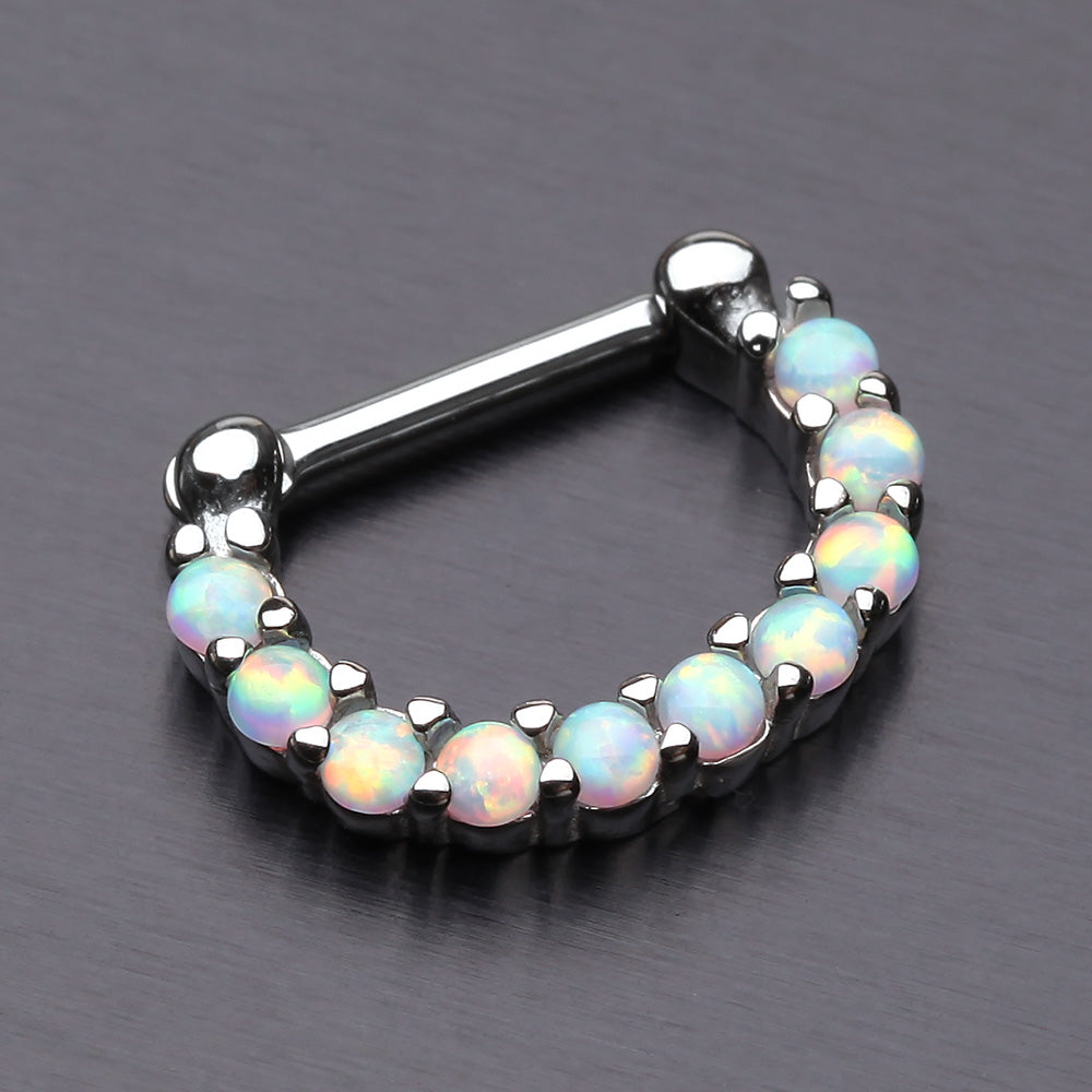 Detail View 2 of Fire Opal Princess Precia Steel Septum Clicker-White