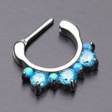 Detail View 3 of Fire Opal Multi Gem Sparkle Deuce Septum Clicker-Blue