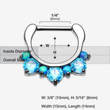 Detail View 1 of Fire Opal Multi Gem Sparkle Deuce Septum Clicker-Blue