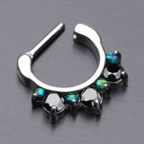 Detail View 3 of Fire Opal Multi Gem Sparkle Deuce Septum Clicker-Black