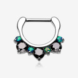 Fire Opal Multi Gem Sparkle Deuce Septum Clicker
