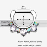 Detail View 1 of Fire Opal Multi Gem Sparkle Deuce Septum Clicker-White/Clear