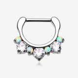 Fire Opal Multi Gem Sparkle Deuce Septum Clicker
