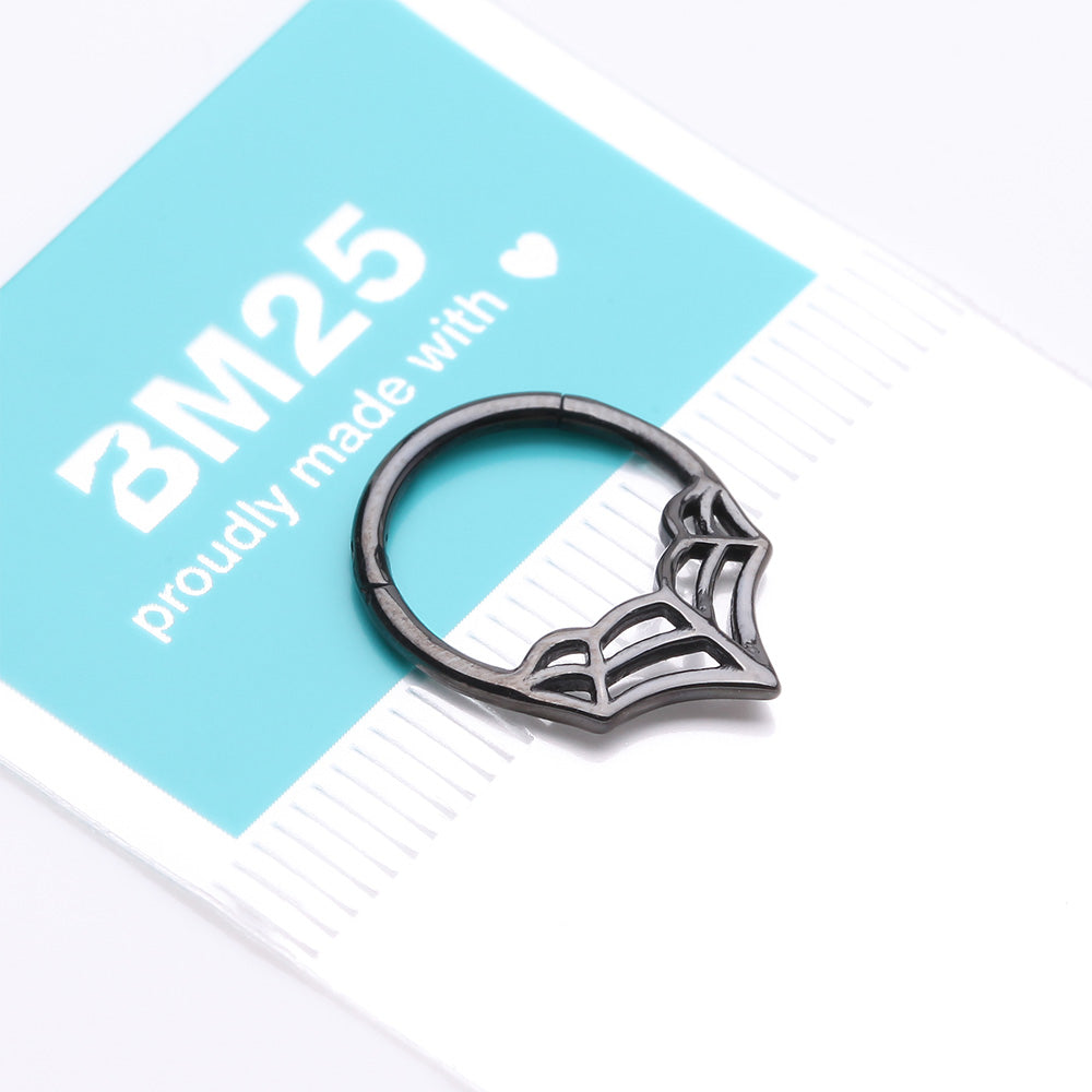 Detail View 4 of Blackline Eccentric Spider Web Clicker Hoop Ring