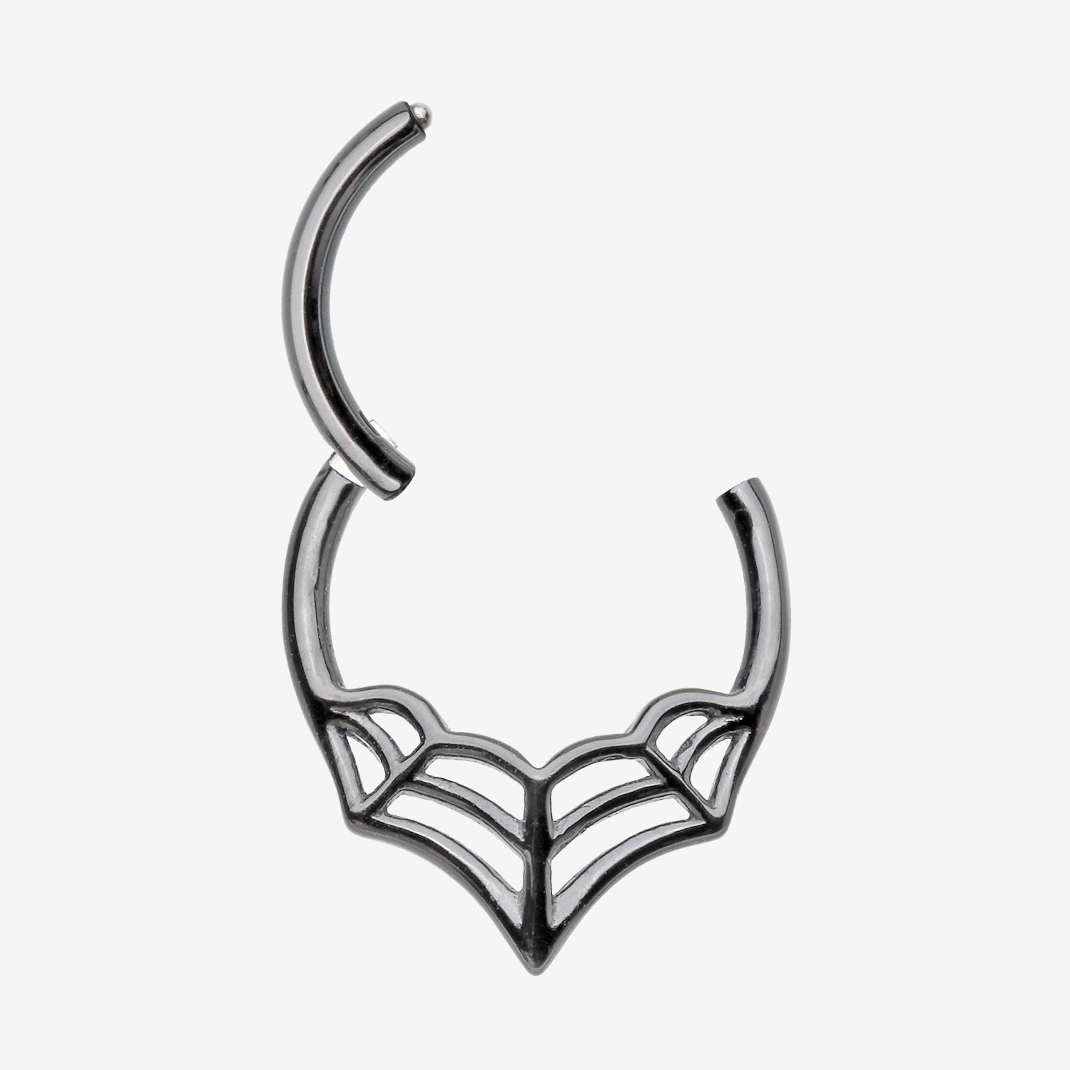 Detail View 1 of Blackline Eccentric Spider Web Clicker Hoop Ring