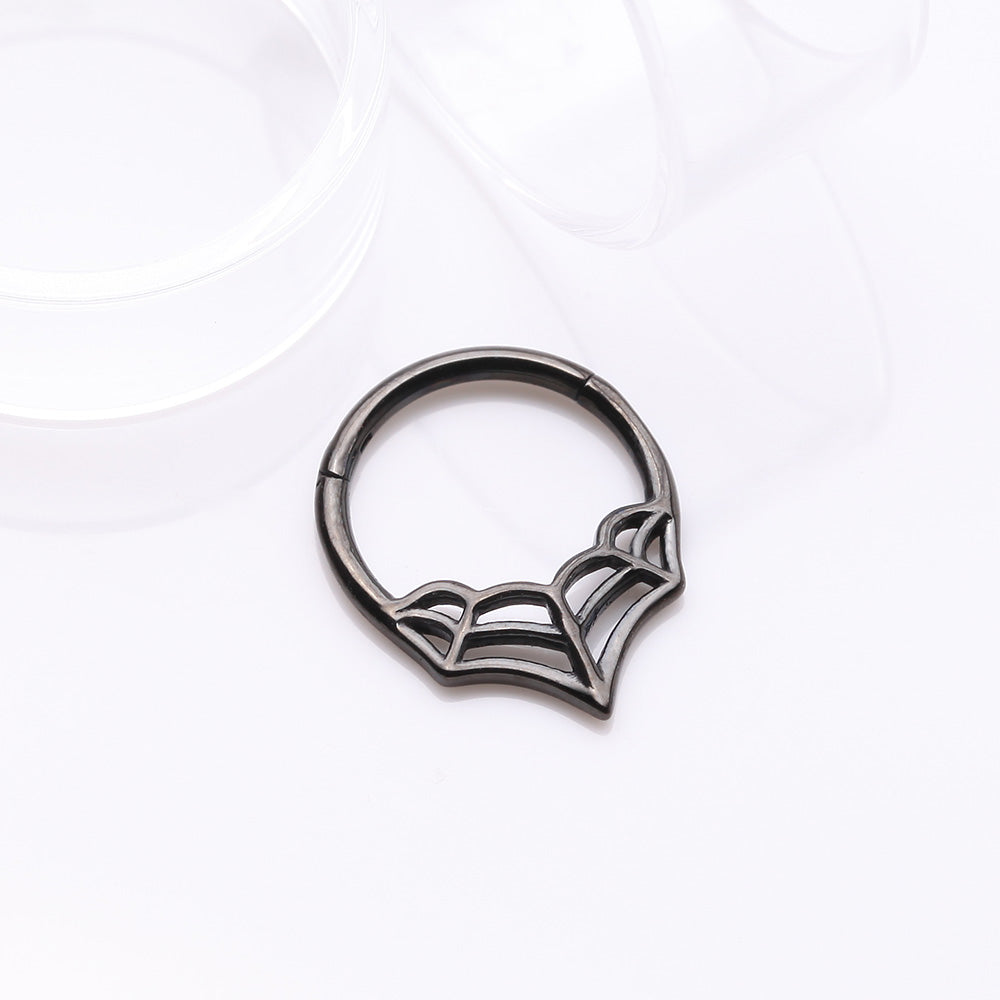 Detail View 2 of Blackline Eccentric Spider Web Clicker Hoop Ring