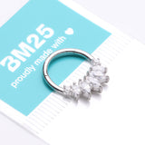Detail View 4 of Brilliant Sparkle Marquise Grand Floral Clicker Hoop Ring-Clear Gem