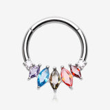 Brilliant Sparkle Marquise Grand Floral Clicker Hoop Ring