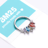 Detail View 4 of Brilliant Sparkle Marquise Grand Floral Clicker Hoop Ring-Multi-Color