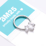 Detail View 4 of Brilliant Sparkle Teardrop Marquise Drop Clicker Hoop Ring-Clear Gem