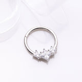 Detail View 2 of Brilliant Sparkle Princess Trio Sparkle Clicker Hoop Ring-Clear Gem
