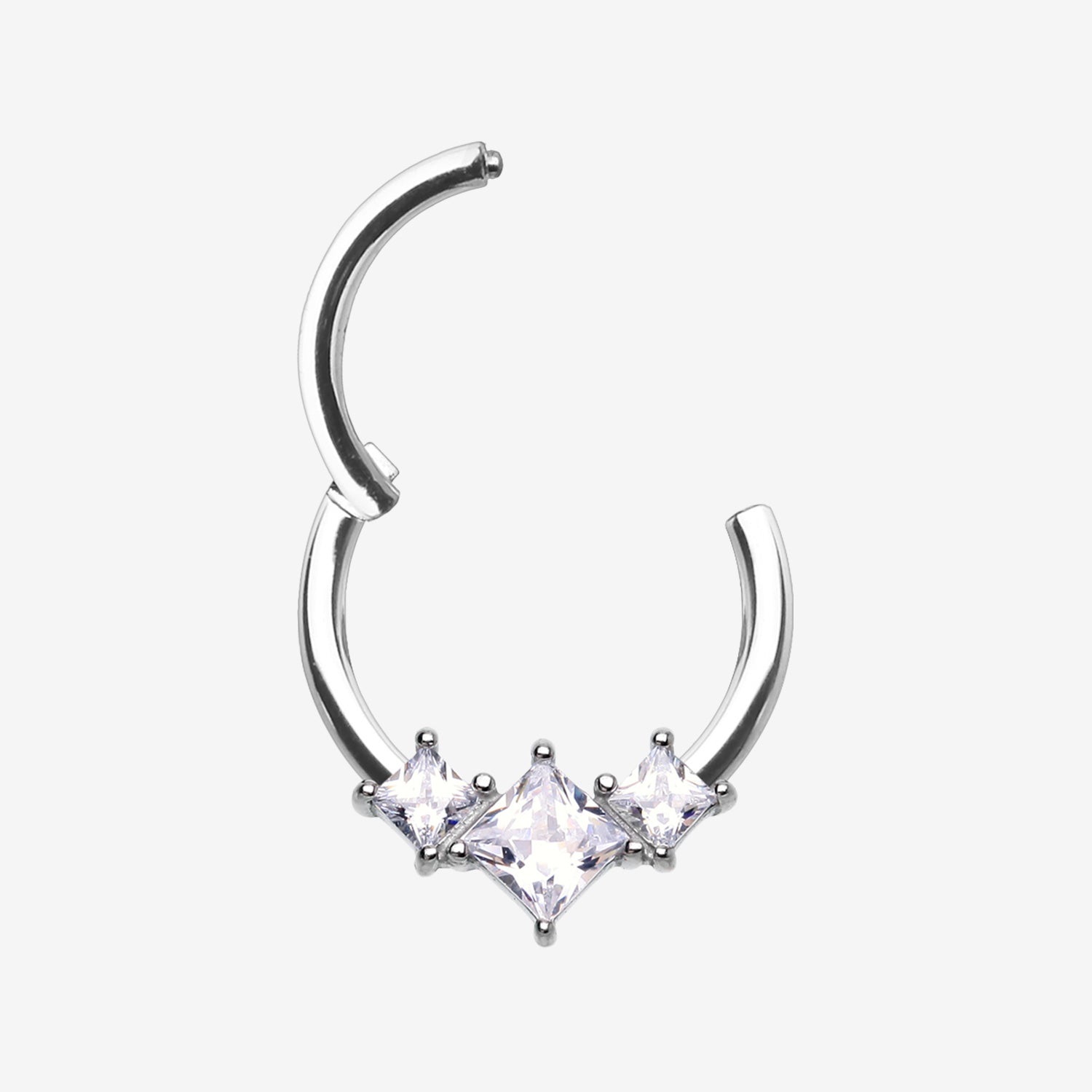 Detail View 1 of Brilliant Sparkle Princess Trio Sparkle Clicker Hoop Ring-Clear Gem