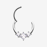 Detail View 1 of Brilliant Sparkle Princess Trio Sparkle Clicker Hoop Ring-Clear Gem