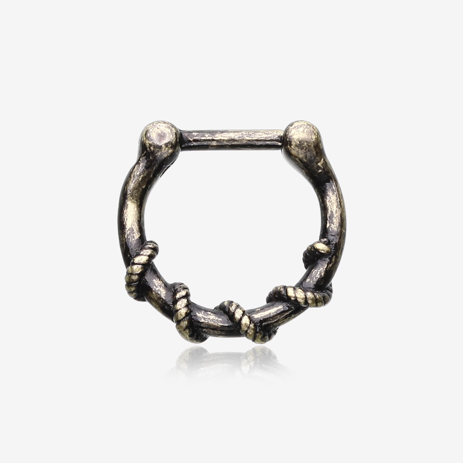 Vintage Rustica Lasca Septum Clicker Ring-Orange/Brown