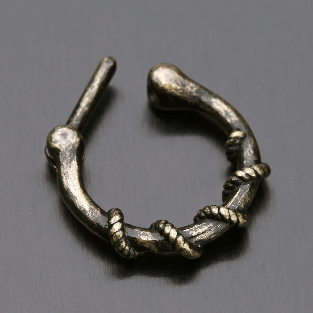 Detail View 3 of Vintage Rustica Lasca Septum Clicker Ring-Orange/Brown