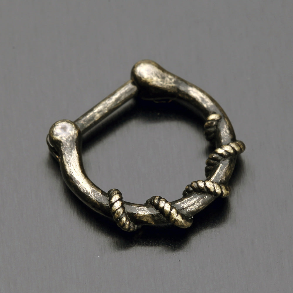 Detail View 2 of Vintage Rustica Lasca Septum Clicker Ring-Orange/Brown