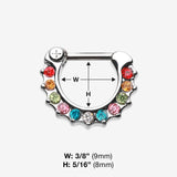 Detail View 1 of Sparkle Loop Multi-Gem Septum Clicker-Rainbow