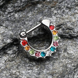 Detail View 2 of Sparkle Loop Multi-Gem Septum Clicker-Rainbow