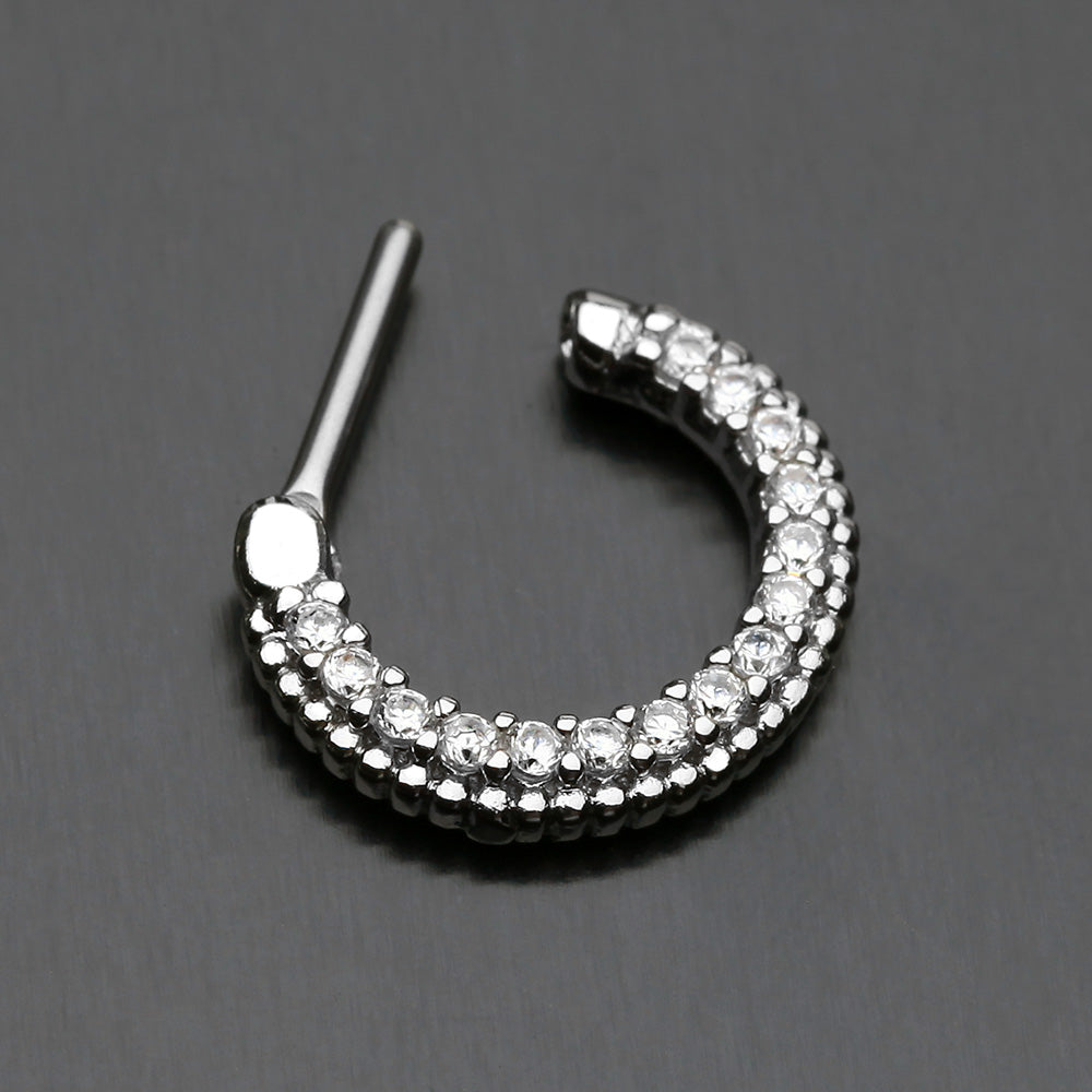 Detail View 3 of Sparkle Essentia Multi-Gem Dainty Septum Clicker-Clear Gem